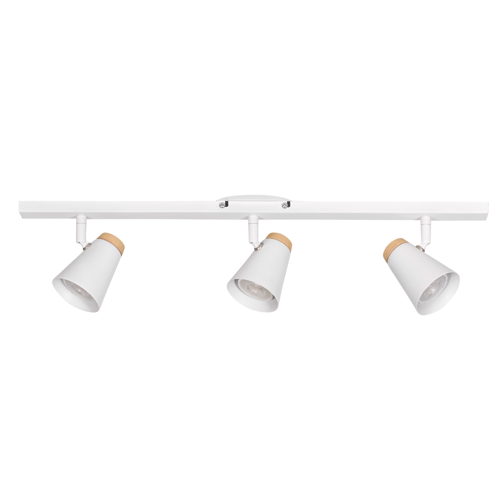 APLIQUE/PLAFON 3 LUCES BARRAL BLANCO C/MADERA CONICO 60X4CM